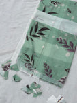 Printed Chiffon tussle hijab-Sea green